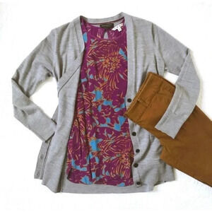 CABI Women's Purple & Blue Palm Grass Tropical Resort Tunic Size XS